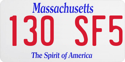 MA license plate 130SF5