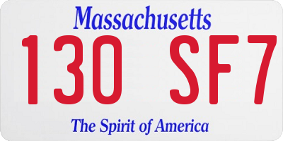 MA license plate 130SF7