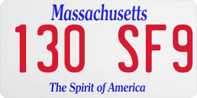 MA license plate 130SF9