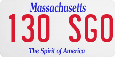 MA license plate 130SG0