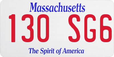 MA license plate 130SG6