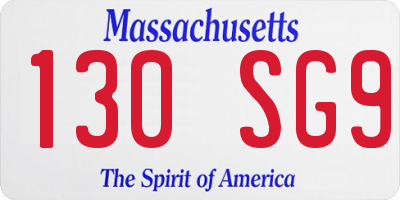 MA license plate 130SG9