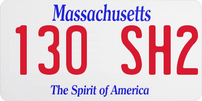 MA license plate 130SH2