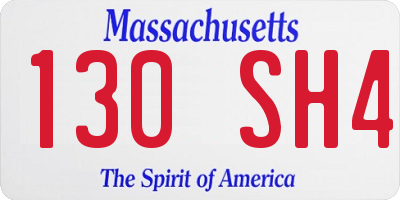 MA license plate 130SH4