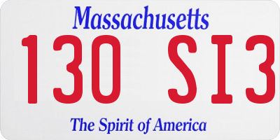 MA license plate 130SI3