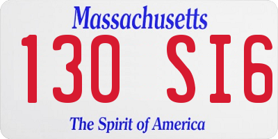 MA license plate 130SI6