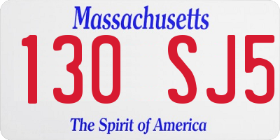 MA license plate 130SJ5