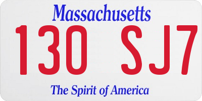 MA license plate 130SJ7
