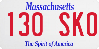 MA license plate 130SK0