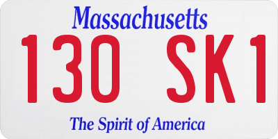 MA license plate 130SK1