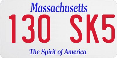 MA license plate 130SK5