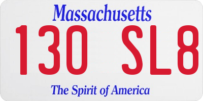 MA license plate 130SL8