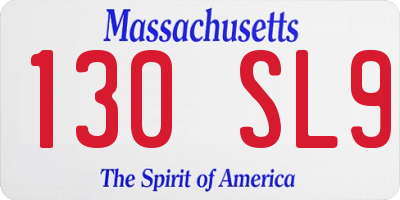 MA license plate 130SL9