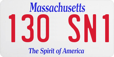 MA license plate 130SN1
