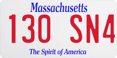 MA license plate 130SN4