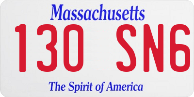 MA license plate 130SN6