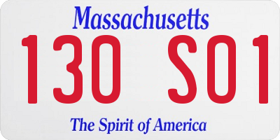 MA license plate 130SO1