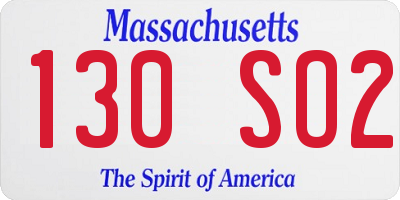 MA license plate 130SO2