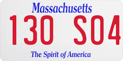 MA license plate 130SO4
