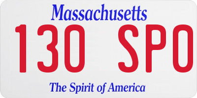 MA license plate 130SP0