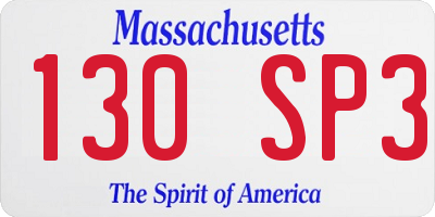 MA license plate 130SP3