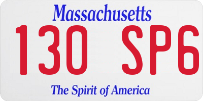 MA license plate 130SP6