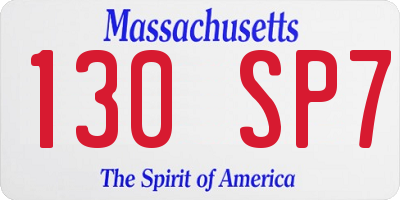 MA license plate 130SP7