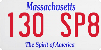 MA license plate 130SP8