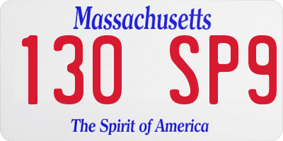 MA license plate 130SP9
