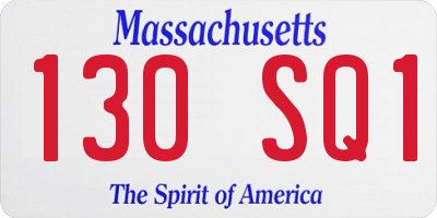 MA license plate 130SQ1