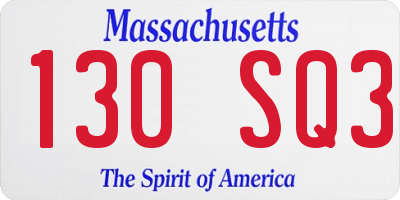 MA license plate 130SQ3