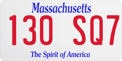 MA license plate 130SQ7