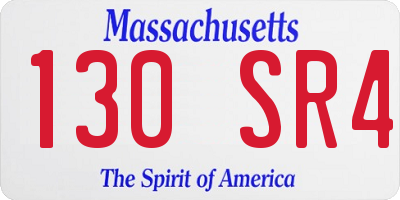 MA license plate 130SR4