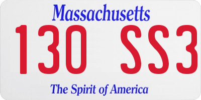 MA license plate 130SS3
