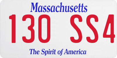 MA license plate 130SS4