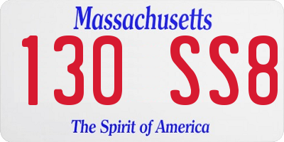 MA license plate 130SS8