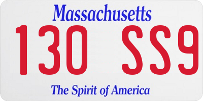 MA license plate 130SS9