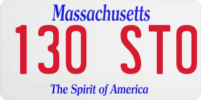 MA license plate 130ST0