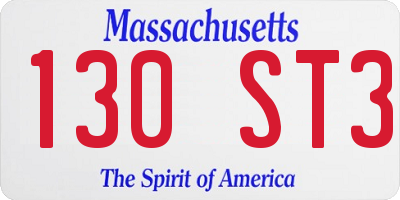 MA license plate 130ST3