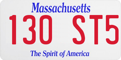 MA license plate 130ST5
