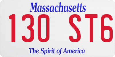 MA license plate 130ST6