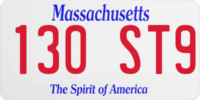 MA license plate 130ST9
