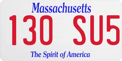 MA license plate 130SU5