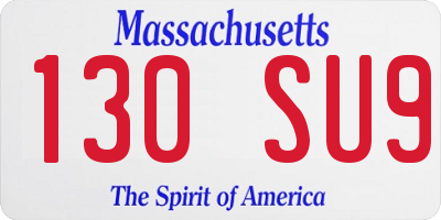 MA license plate 130SU9