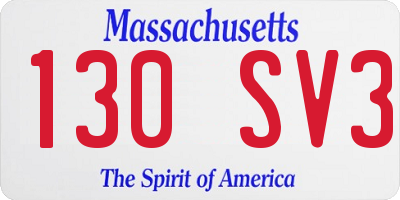 MA license plate 130SV3