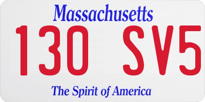 MA license plate 130SV5