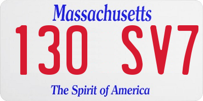 MA license plate 130SV7