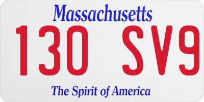 MA license plate 130SV9