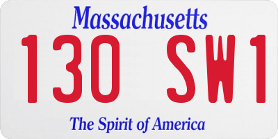 MA license plate 130SW1