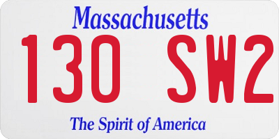 MA license plate 130SW2